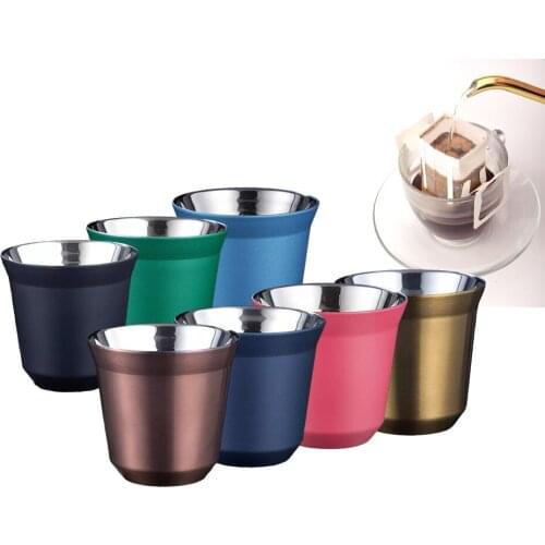 80ml Double Wall Stainless Steel Espresso Cup Insulation Nespresso Pixie Coffee Cup Capsule Shape Cute Thermo Cup Coffee Mugs