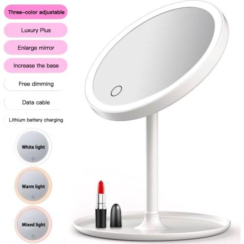 USB Charge LED Makeup Mirrors With Ring Light HD Vanity Mirrors Smart Touch Control Illuminated Stand Up Desk Table Mirror