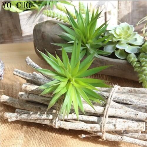 YO CHO High Quality Green Artificial Succulents Plants Big Sword Leaf Eco-friendly PVC Fake Flowers For Window Garden Decor DIY