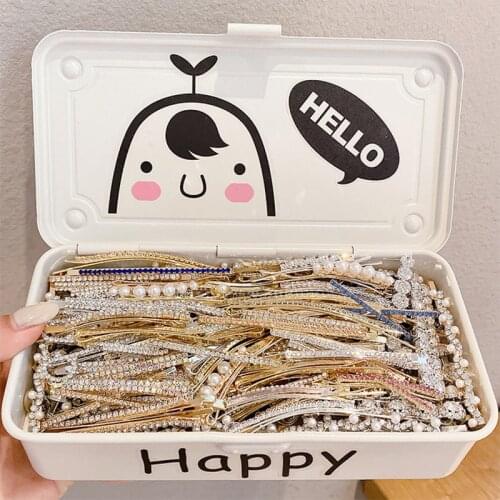 FACEINS Womens Word Clip Rhinestone Hairpin Female Korean Temperament Side Clips Fairy Hair Accessories Top Hairpin Jewelryl