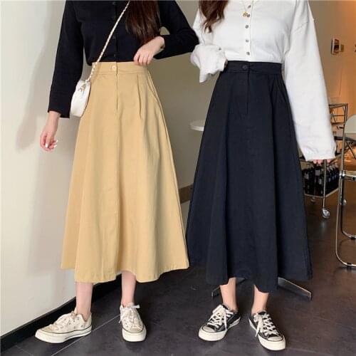 Womens Skirt Vintage Clothes Long Skirts Black Harajuku Fall High Waist Streetwear 2021 Fashion flowy Loose Elastic Baggy