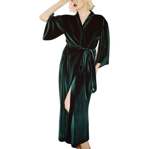 Women Velvet Robes Soft Fuzzy Kimono Bathrobe for Women Bridal Wedding Sleepwear