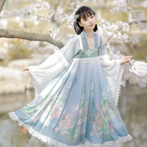 Summer Kimono Lolita for Ladies Japanese Retro Lace Cuff Ruffle Floral Embroidery Pearl Tassel Luxurious Dresses National Style