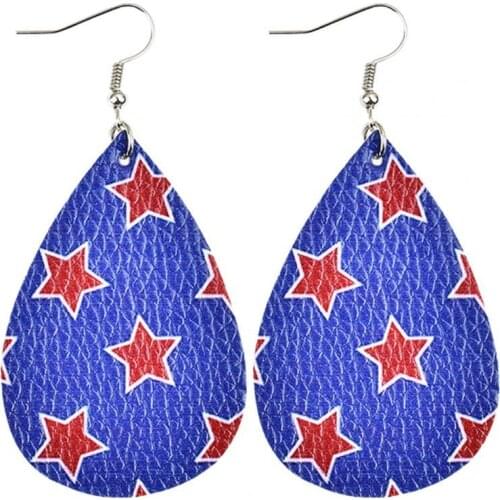 1 Pair/10 Pairs Dangle Earrings All-match American Flag Faux Leather Stars Stripes Patriotic Dangle Earring Fashion Jewelry