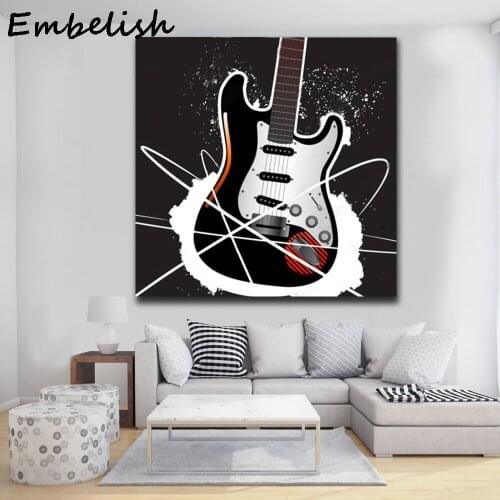 1 Pieces Abstract Guitar Musical Instrument For Home Bar Decor HD Print On Canvas Oil Paintings For Living Room Wall Pictures