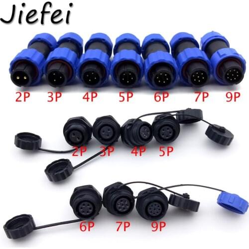 10Set SP13 2pin 3pin 4pin 5pin 6pin 7pin 9pin waterproof connector Cable socket Waterproof Aviation plug Coupler docking