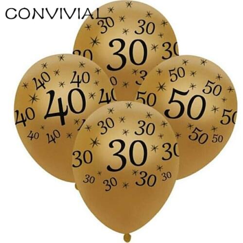 10pcs 30th 40th Age Latex Balloons 50th 60th Black Gold Happy Birthday Ballon Anniversary Decoration Birthday Party Supplies