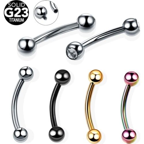10pcs/lot G23 Titanium Crystal Curved Barbell Eyebrow Banana Piercing Rings Ear Tragus Helix Navel Rings Jewelry Bijoux Earlets