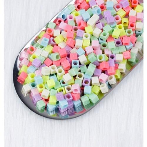 100-600Pcs Cute Mixed Square Letter Beads 6mm Loose Spacer Beads For Handmade Making Jewelry DIY Bracelet Crafts Accessories