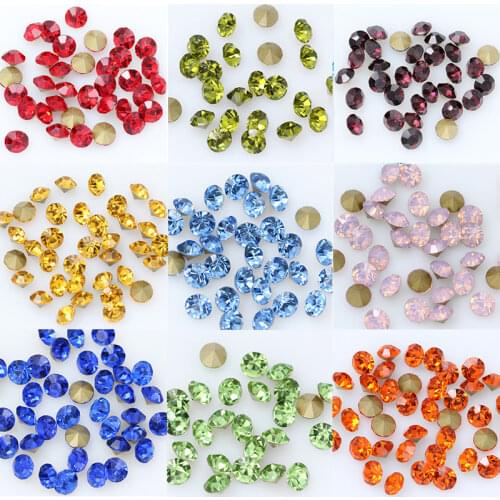 144/1440p ss14 Round color pointed foiled back Glass strass chatons stone czech crystal Nail Art rhinestone jewelry making beads