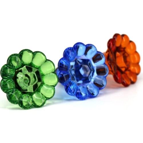 1x Colorful Acrylic Flower Knobs Decorative Drawer Wardrobe Door Knobs Children Room Furniture Handles Pulls
