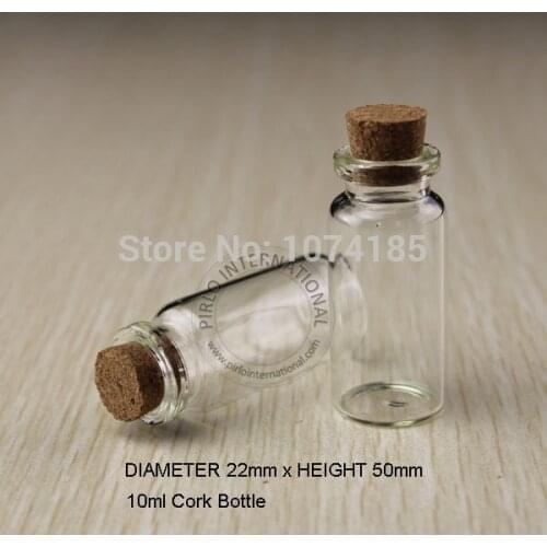 24Pcs/Lot 10ml Small Glass Perfume Bottles Vials With Cork Decorative Stopper Mini Wishing Bottle Container For Pendants