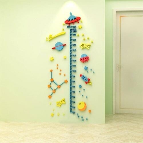 3D Wall Stickers 2020 Cartoon Universe Children Room Decoration Kindergarten Painting Acrylic Measuring Height Scale Wall Decor