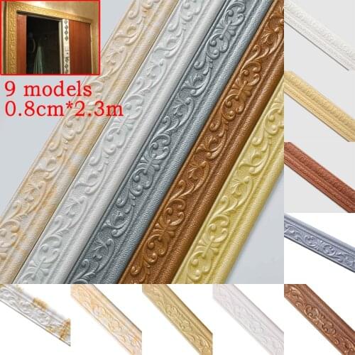 3D Foam Wall Stickers Self Adhesive Waist Line Baseboard Wallpaper Border Door Frame Edge Strip Edge Band Wall Skirting Line