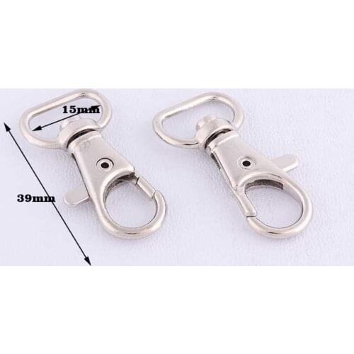 50PCS /lot small size 39*15mm metal buckle key ring swivel snap hook For Backpack accessories