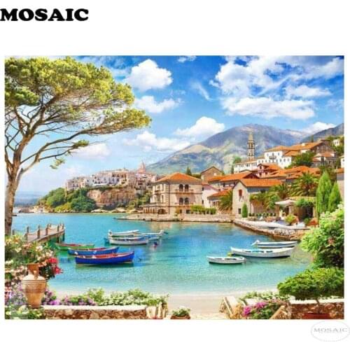 Full square Diamond embroidery landscape Full Square Diamond mosaic seaside 5D DIY Diamond painting Cross stitch ocean