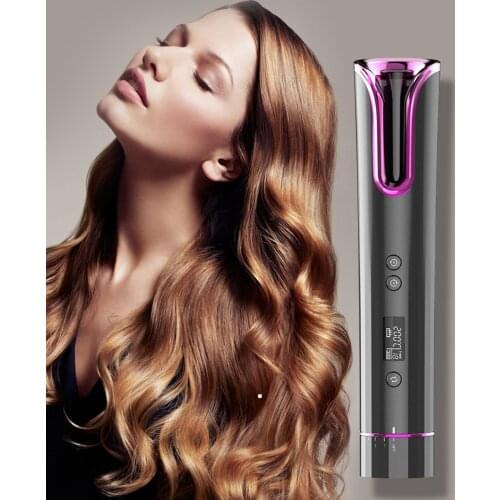 Automatic Rotating Hair Curler Wave Air Curler USB Wireless Curling Iron Hair Waver LCD Display Fast Heating Ceramic Curly