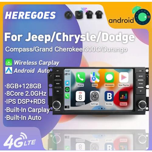 Carplay DSP Android 10.0 64GB Car DVD Player GPS WIFI Bluetooth Auto Radio For Jeep Compass Commander Wrangler Chrysler Sebring