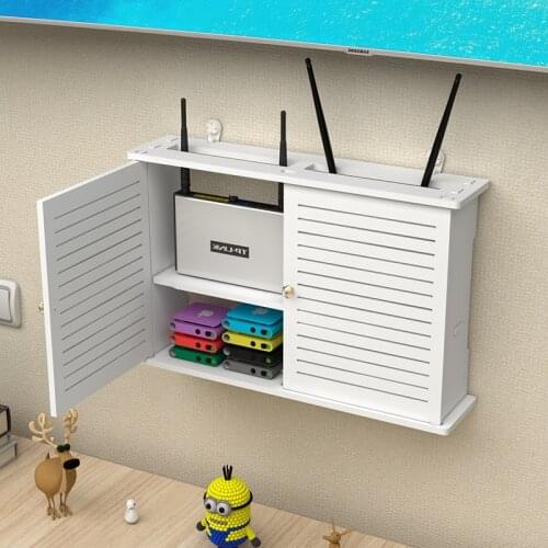 Wireless router storage box living room socket wifi decoration punch-free wall-mounted TV set-top box rack pf83012