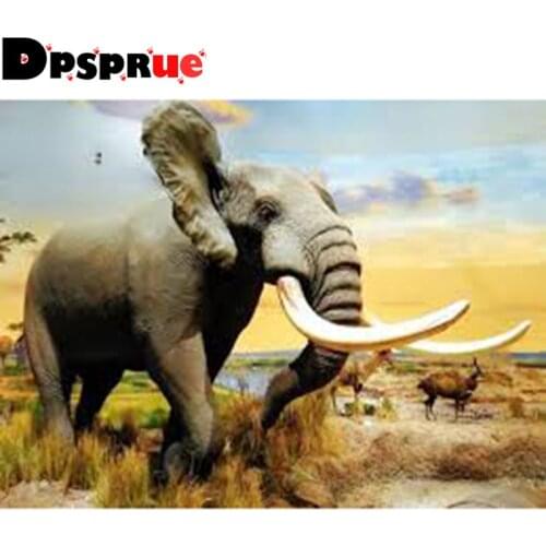 Dpsprue Full Square/Round 5D Diy Diamond Painting Cross Stitch "Animal Elephant" Diamond 3D Embroidery Mosaic Home Decor Gift