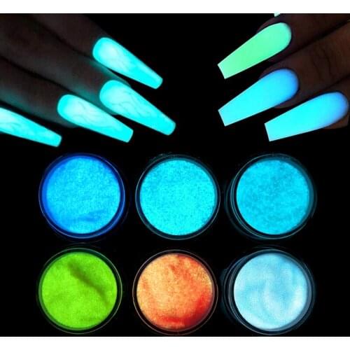 RIKONKA 10MLFluorescent Glow Pigment Nail Art Design Luminous Powder Nails Glitter Dust For DIY Manicure Glow In The Dark Powder