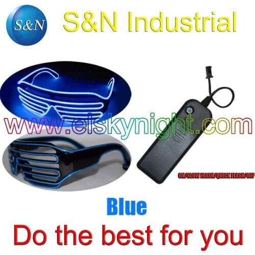 Blue El Wire Shutter Party Glasses - on/slow flash/quick flash/off/Function 4 holiday,party ,festival,show