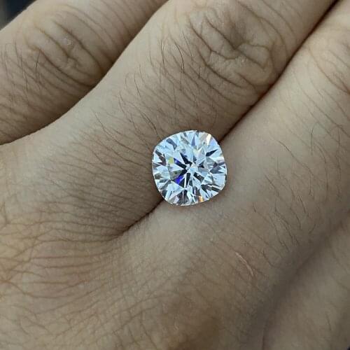 Hot Sale VVS D Moissanite Diamond 8x8MM 2.5 Carats Cushion Cut White Gemstone for Wedding Ring