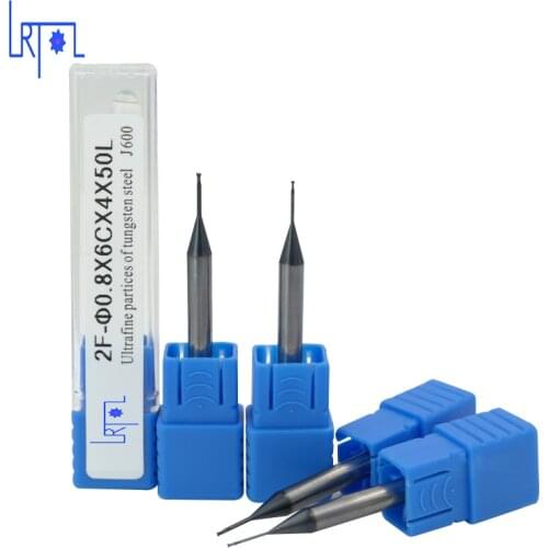 5pcs HRC60 0.2-0.9d*4/6/8/10/12/15C*4*50L 2flutes deep grooving flat Solid Tungsten Carbide Long neck End Mill for CNC machine