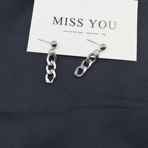 Korean Fashion Chain Tassel Stud Earring for Men Women KPOP Unusual Earrings 2021 Trend Clip on Rock Hip Hop Gift