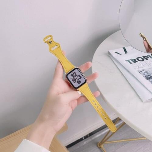 Leather Slimmer Loop for Apple Watch Band 38mm 42mm Bracelet Strap for iWatch Series 6 5 4 3 2 1 40mm 44mm Pin Buckle Wristband