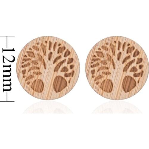 Daisies Cute Life Tree Shape Wooden Stud Earrings Tree Of Life For Women Men Jewelry Girl Couple Bijoux Femme