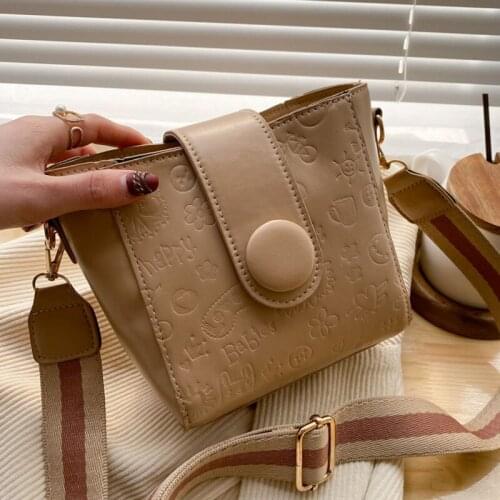 Fashion Simple Bucket Bag For Women Pu Leather Lady Shoulder Bag And Large Capacity Female Crossbody Bag Luxury Purse