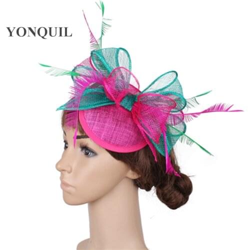 Fashion Women Sinamay Fascinator Hair Accessories Sinamay Loops With Bride Wedding Headwear Cocktail Hats Fancy Race Headpieces