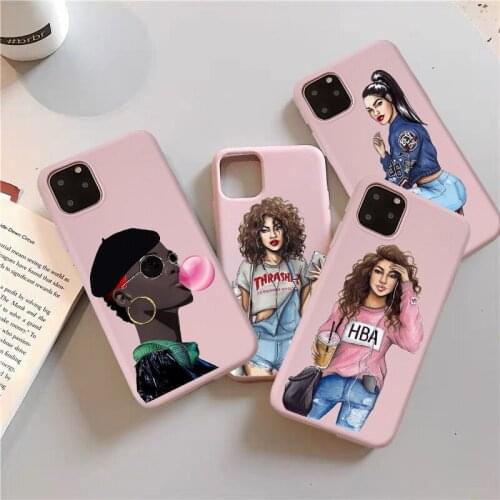 2019 Vogue girl Fashionable black girl TPU silicone phone case for iPhone 12mini 6s 7 8 Plus X XR XS Max 11Pro 12po Max SE2020