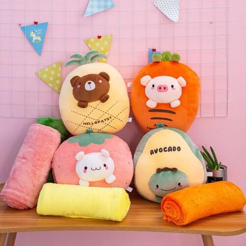Cartoon air conditioner is multi-function hand warm cushion fruit animal air conditioning Blanket Baby summer cool quilt