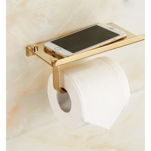 Bathroom Tussie Paper Phone Holder Shelf Stainless Steel Toilet Paper Holder Wall Mount Rack WC Storage Bathroom Accessories