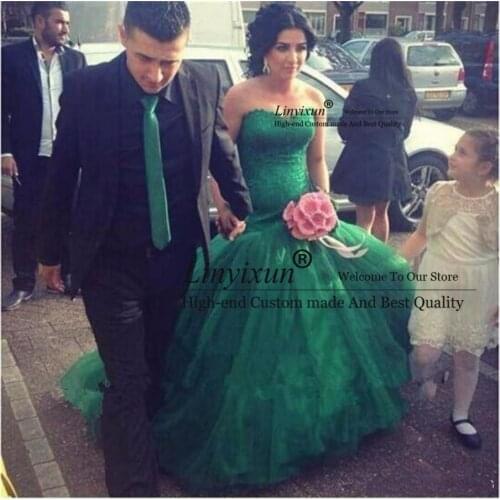 Hunter Green Tulle Mermaid Prom Dresses Sweetheart Lace Applique Evening Gowns Party Formal Dress vestido de casamento noiva