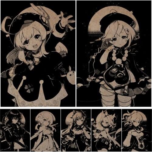 Genshin Impact Series Posters HD Poster Anime Girl Poster Sticker Home Decor Study Bedroom Bar Cafe Wall Painting & Calligraphy