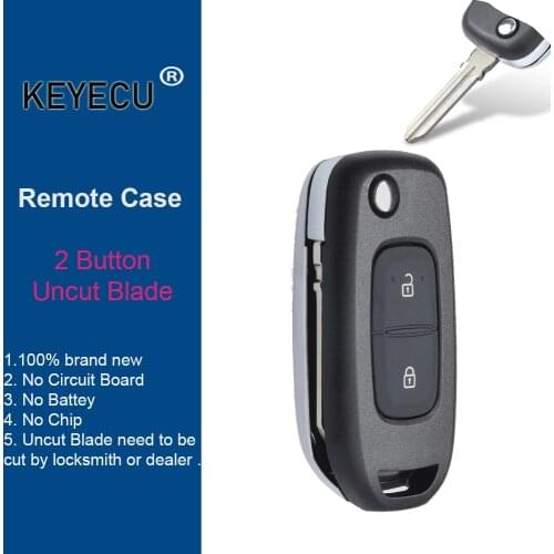 KEYECU Flip Remote Control Car Key Shell Case for Renault Dacia Logan 2 Logan II 2018 2019 2020, Fob 2 Buttons