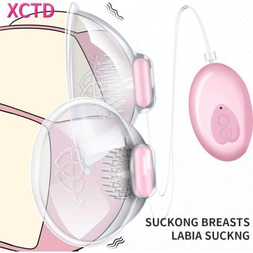 Nipple Sucking Cups with Powerful Vibration Electric Enlargement Breast Pump Massager Intimate Adult Sex Toys for Women Sex Shop
