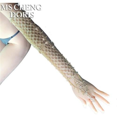 Rhinestone Long Leaves Bracelet And Bangles With Ring Wedding Adjustable Arm Bracelets For Women Wedding Present