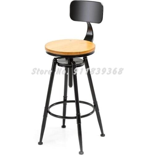 Wrought iron solid wood adjustable stool chair bar table chair bar chair restaurant coffee shop leisure milk tea shop chair swiv