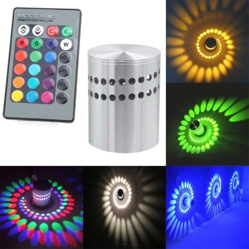 3W RGB LED Light Bulb Spiral Ceiling Wall Lamp Hallway Porch Remote Control Lamp
