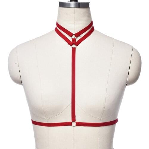 Hollow Crop Top Harness Cage Women Harajuku Adjust Sexy Body Harness Bondage Lingerie Colour Body Cage Bra
