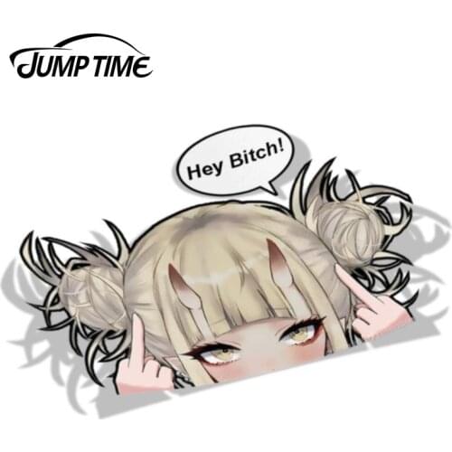 Jump Time 13cm x 8.8cm My Hero Academia Anime Funny Girl Himiko Toga Car Sticker Bumper Window Decal Waterproof Car Decoration