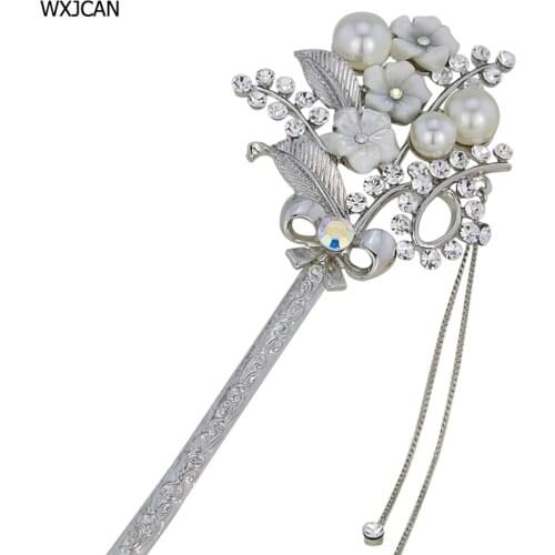 WXJCAN high quality luxury hair stick Abalone shell flower rhinestone and simulated-pearl of head jewelry hairstick tiara B1007