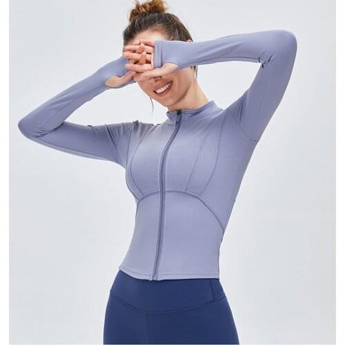 Sports Top Women Zipper Long Sleeve Yoga Shirts Waist Shaping Gym Workout Running Jacket Training Outfits Fitness Coat Female