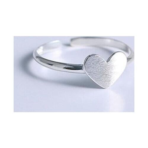 Season Gate 925 Sterling Silver Fashion Simple Sweet Lovely Heart Shape Adjustable Size Open Ring for Women Girls SR060