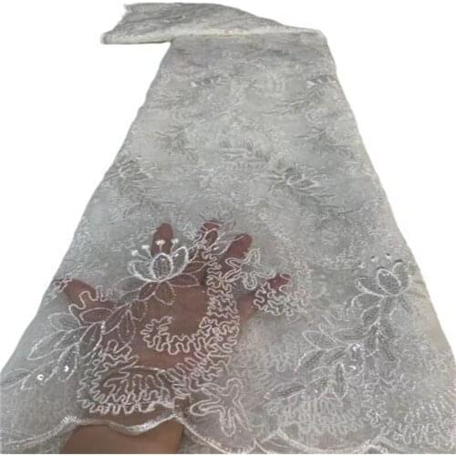 2021 White Guipure Lace Cord Lace Embroiderey African Cord Lace With Sequins High Quality Nigeria Lace Fabric For Wedding
