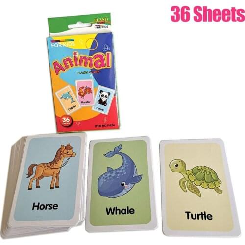 36Pcs Children Recognition Shape Animal Color Teaching Card Cognitive Flash Puzzle Infant Early Education Learning Toy Gifts
